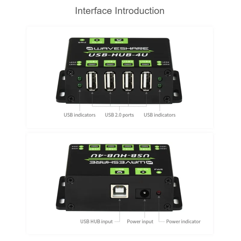 HUB USB de catégorie industrielle prolongeant la USB-HUB-4U-NP de ports de 4x USB 2.0