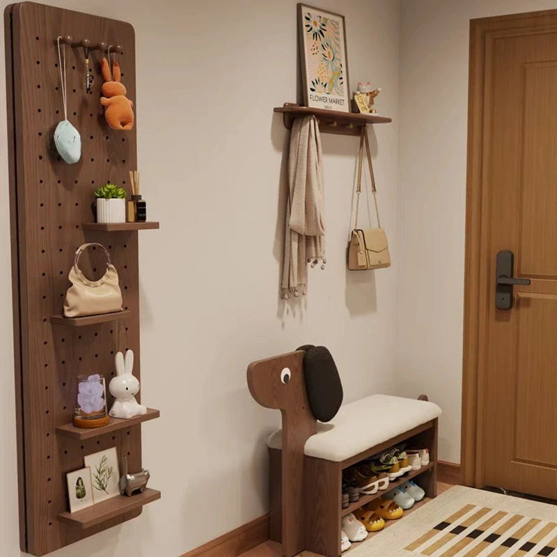باب مقعد تغيير حذاء الجرو من الخشب الصلب، رف أحذية إبداعي لطيف منزلي يرتدي باب مقعد الأحذية، خزانة أحذية للجلوس