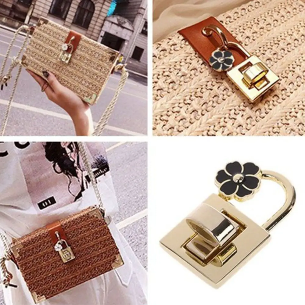 Fashion Metal Handbag Craft Flower Turn Lock DIY Clasp Hardware