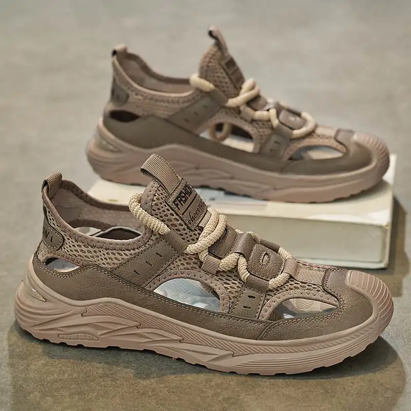 

Men's Summer Outdoor Sports Shoes Breathable Slip-On Casual Hollow out Driving Shoes Anti-Slip Wear-Resistant Rubber Sole