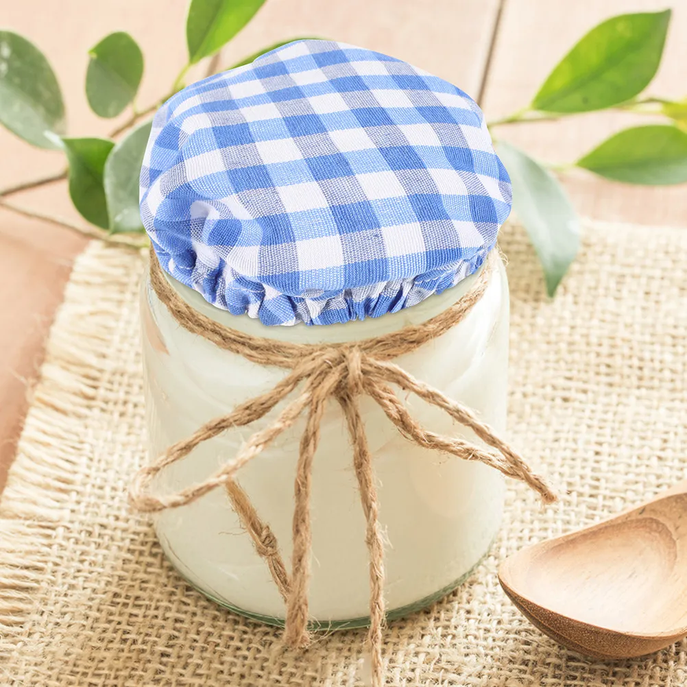 5Pcs Washable Reusable Sourdough Starter Jar Covers Polyester-Cotton Fabric Wide Mouth Glass Jar Cloth Lids Fermentation