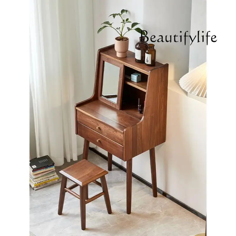 Nordic Light Luxury Solid Wood Dressing Table Modern Minimalist Bedroom Multi-Functional Storage Integrated Makeup Table