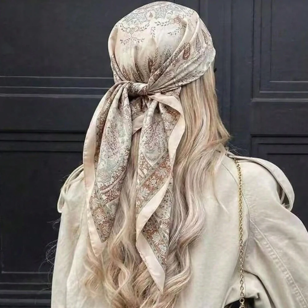 Luxuriöser Satin-Seidenschal mit Paisley-Print, Bohemian Multifunktionstuch, Hochwertiges Bandana-Kopftuch für Pendeln, Reisen und als Dekoration