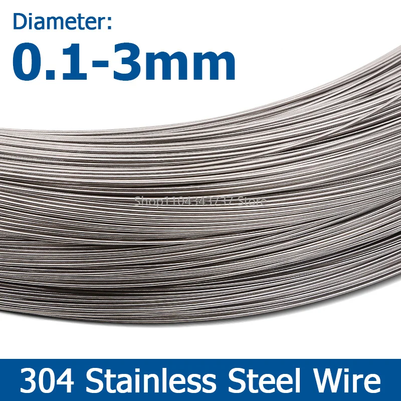 1-50M 304 Stainless Steel Wire 0.1/0.2/0.3/0.4/0.5/0.6/0.7/0.8/0.9/1/1.2/1.5/2/2.5/3mm Hard/Soft Single Wire Steel Wire