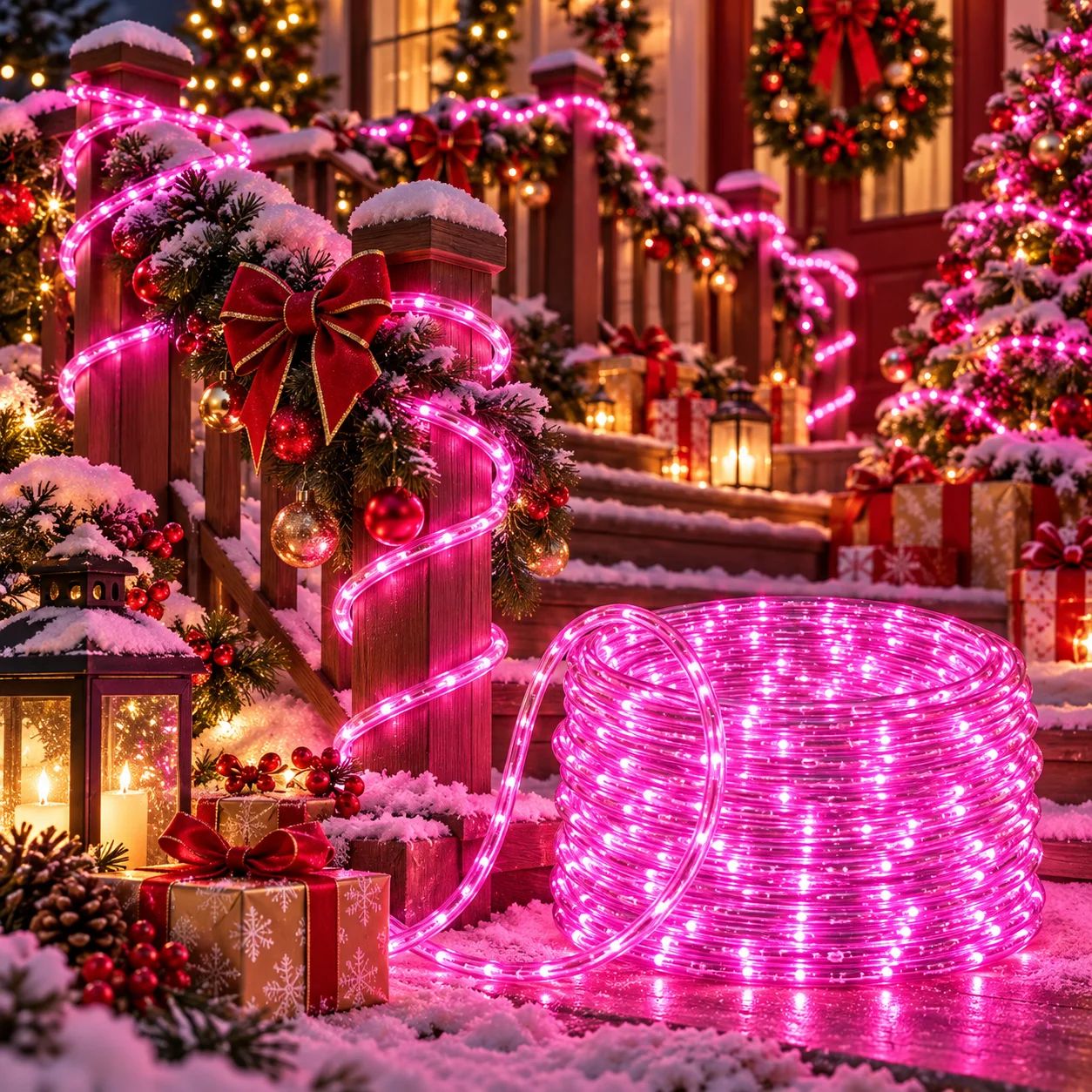 Flexible LED Rope String Lights Clear Tube for Shopfront Displays Yard Gates Doorways Fence Posts Birthday Parties Festive Decor