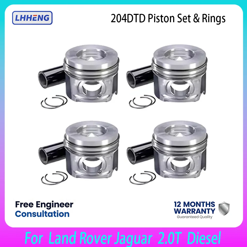 4PCS Engine Piston Set With Rings for Jaguar XE XF F-Pace E-Pace Land Rover Discovery Sport Evoque 2.0D Diesel AJ20D4 204DTD