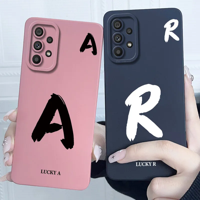 For Samsung Galaxy A33 A53 A73 5G 2022 Cover Case Initial Letter Silicone Soft Phone Bumper for Samsung SM-A336B A536B Casing