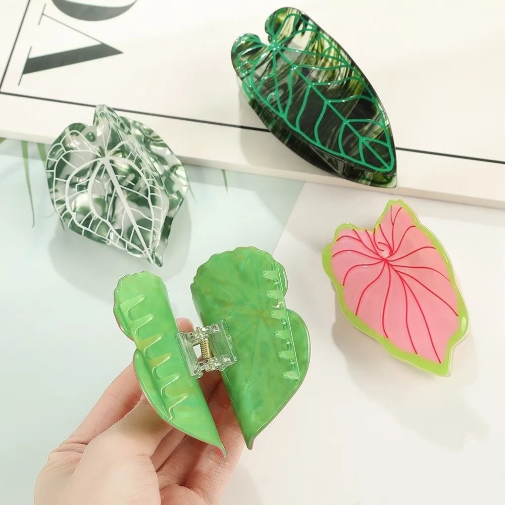 

Leaves Design Forest Plant Series Hair Claw Monstera Leaves Design Creative Plant Clamps Acetate Claw Clip Trendy Fresh Style
