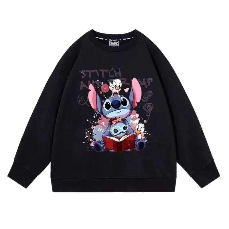 MINISO جديد جولة الرقبة طويلة الأكمام البلوز الكرتون فضفاضة عارضة الأزياء اليابانية للجنسين المطبوعة أعلى #5