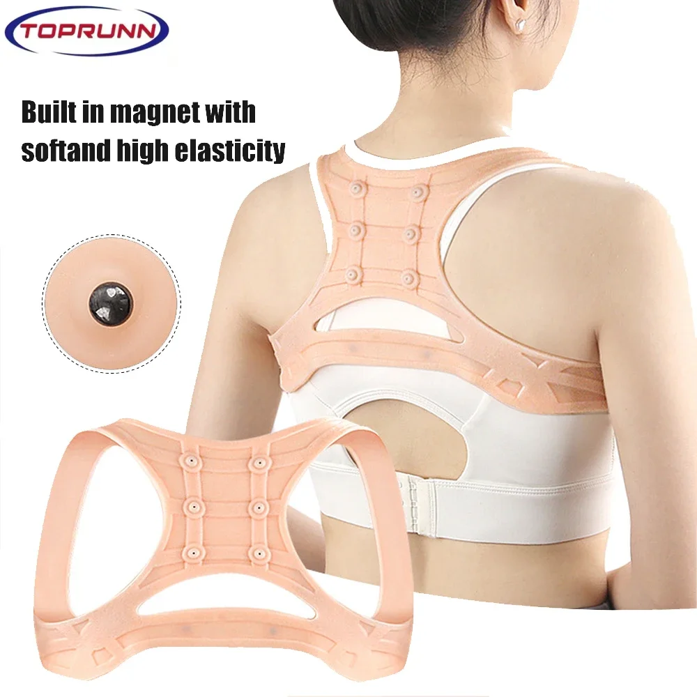 

Silicone Magnetic Posture Corrector For Men Women- Adjustable Upper Back Brace For Clavicle Support and Providing Pain Relief