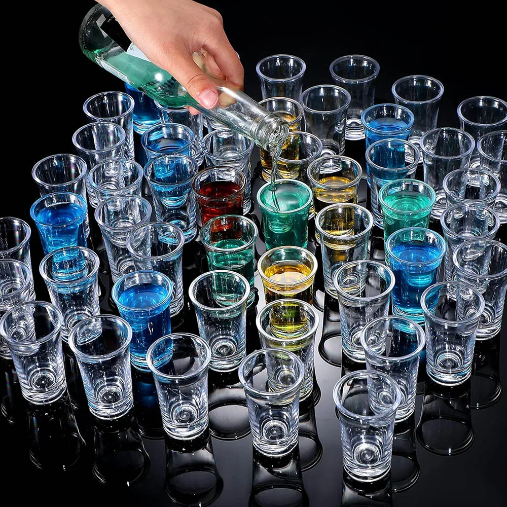 1.2oz Acrylic Shot Glass Bulk Set with Thickened Base Plastic Clear Shot Glasses Cups for Vodka,Whiskey,Tequila,Espresso,Liquor
