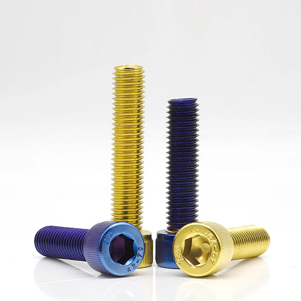 

RUITAIM4 M5 M6 M8 M10 DIN912 Hex Socket Cap Head Screws SUS304 Stainless Steel Titanium Blue and Gold Plated Allen Key Bolts