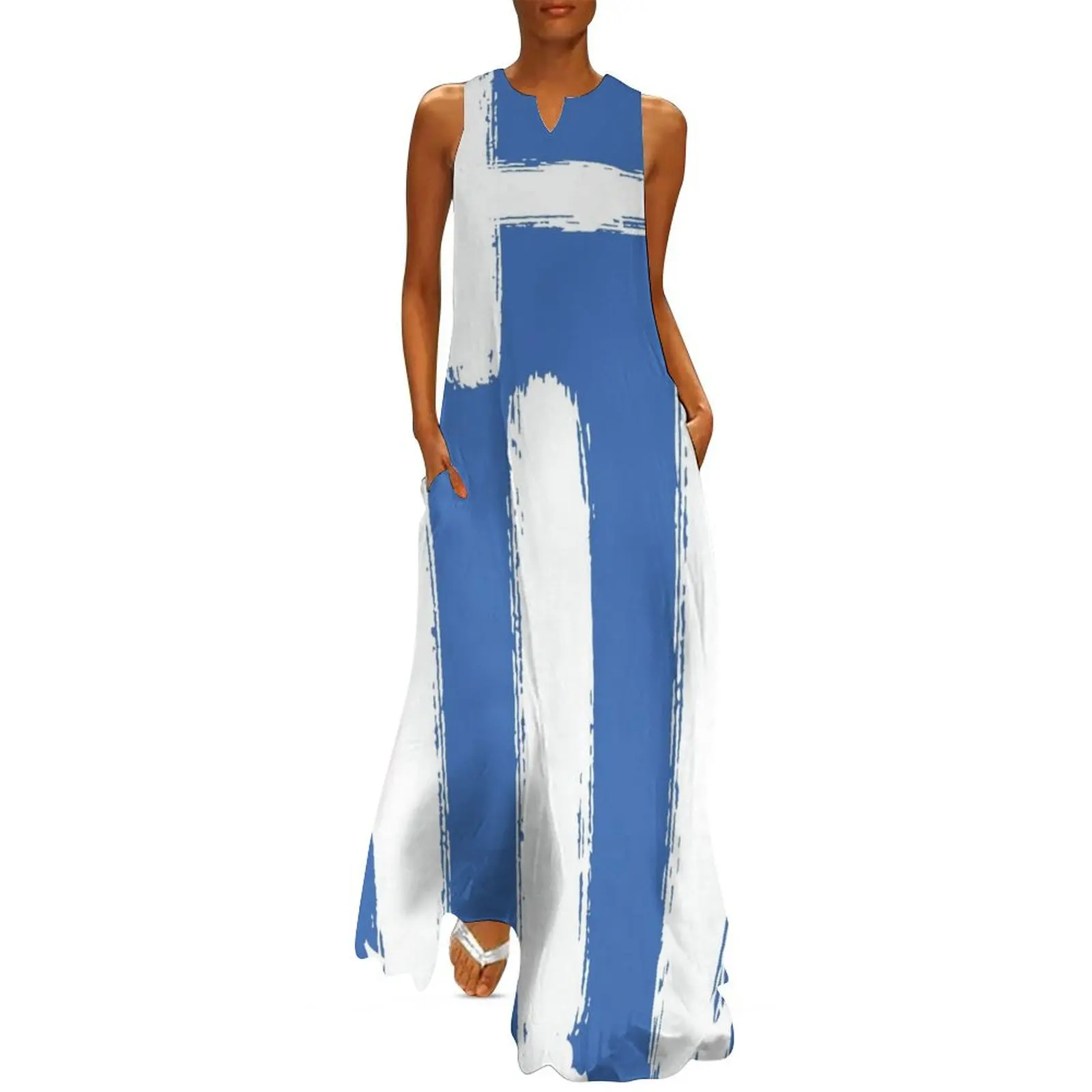 Greek Flag Growing Up Greek Greece Long Dress Summer dresses for women summer dress daily