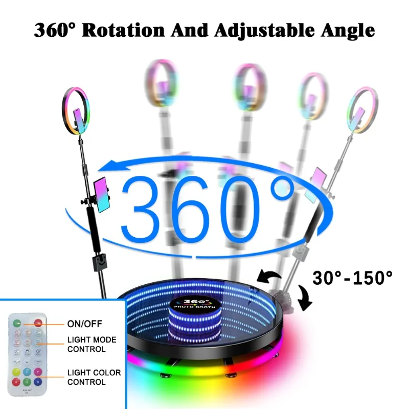 360 Tempered Glass Video Booth 360 Photo Booth 100cm Enclosure Backdrop 360 Photo Booth Infinity Glass