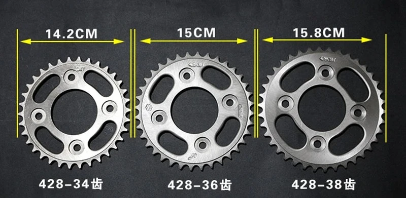 Motorcycle sprocket 428-32T/34T/36T/38T/45T motorcycle chain wheel 90-58-64mm rear sprocket - view 2