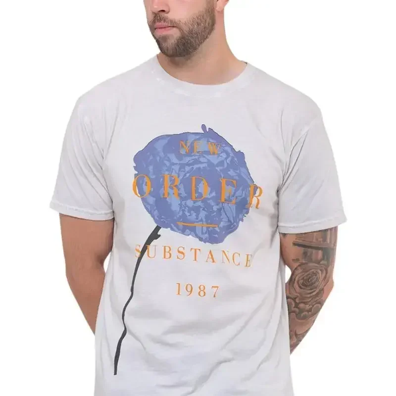 New Order T Shirt Spring Substance Band Logo Official Mens Natural