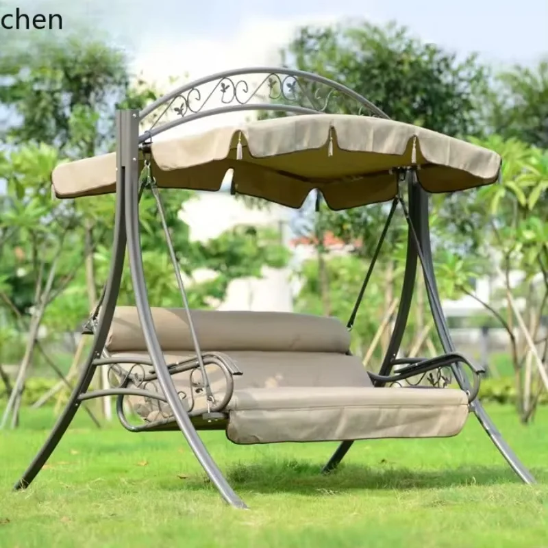 DSASwing Chair Outdoor Chiaki Three-person Hanging Chair Rocking Bed Terrace Iron Rocking Chair Swing Iron Art