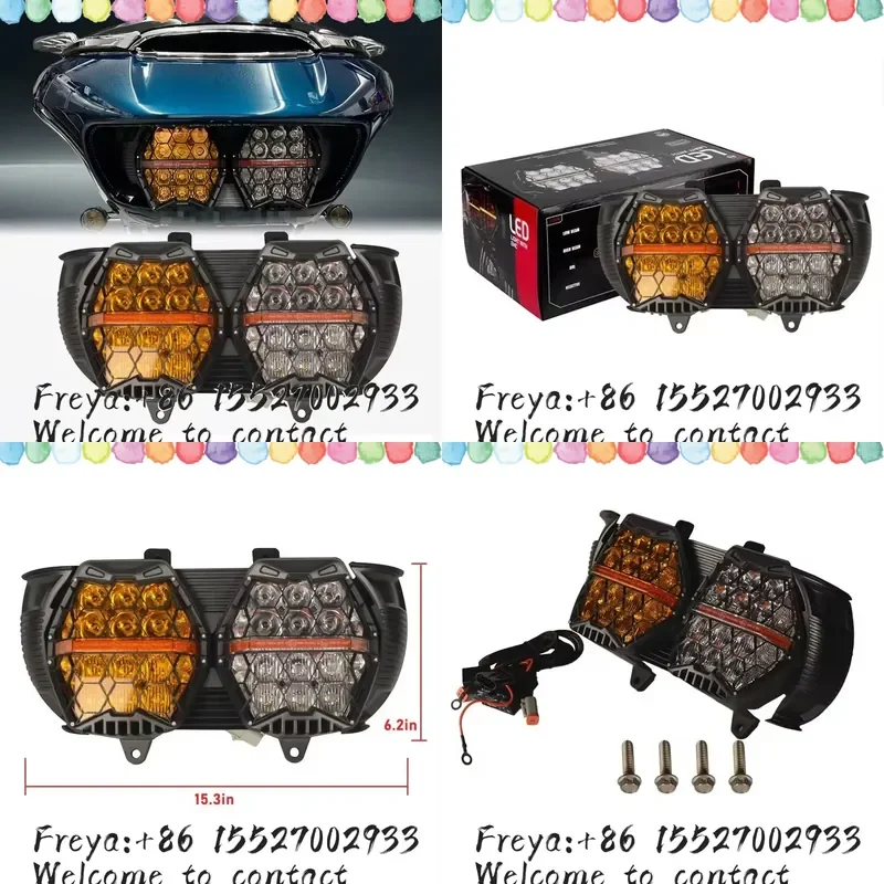 For Road Glide FLTRX FLTRXS Ultra CVO 2015-2023 Motorcycle LED DRL Front Head Light Lamp Headlight Headlamp