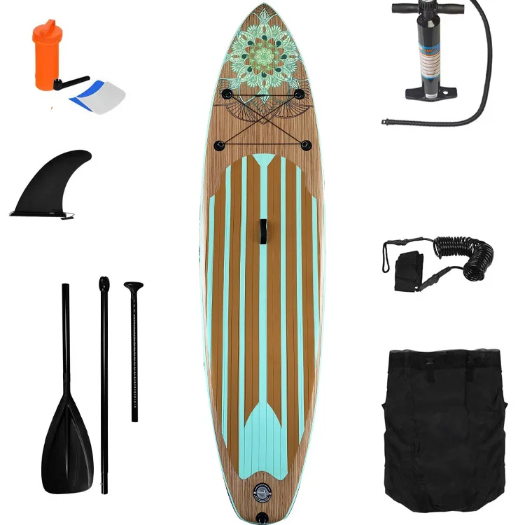 Scratch Board Color Printed Wood Grain Water Yoga Competitive Props Inflatable Paddle Board Adult SUP Balance Prancha De Surf