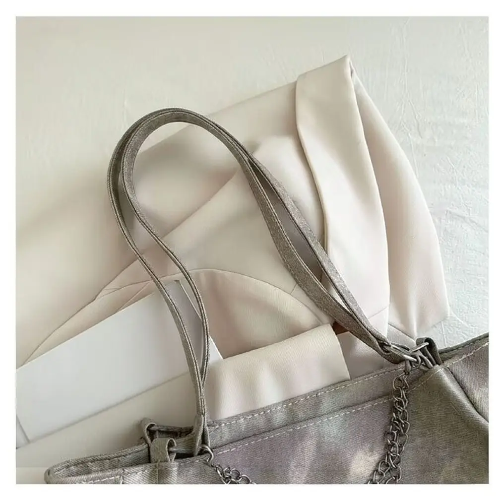Trendy Large Capacity Tote Bag Women Soft PU Leather Shoulder Handbag Fashion Chain Decor Casual Commuter Purse