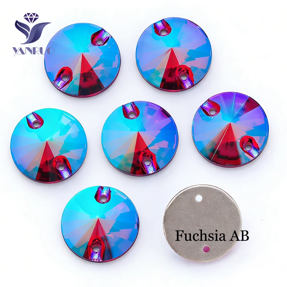 YANRUO 3200 Rivoli Color AB 8mm 10mm 12mm Charm Crystal Sew On Element Rhinestones Decor Fashin Leotrd Dress Gymnastic