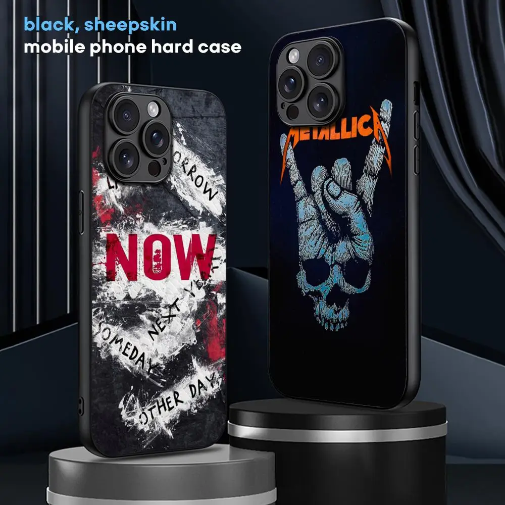 H-Horror S-Skull QP Phone Case For iPhone 16 15 14 13 12 11 Plus Pro Max High-end Luxury Black hard case Sheepskin