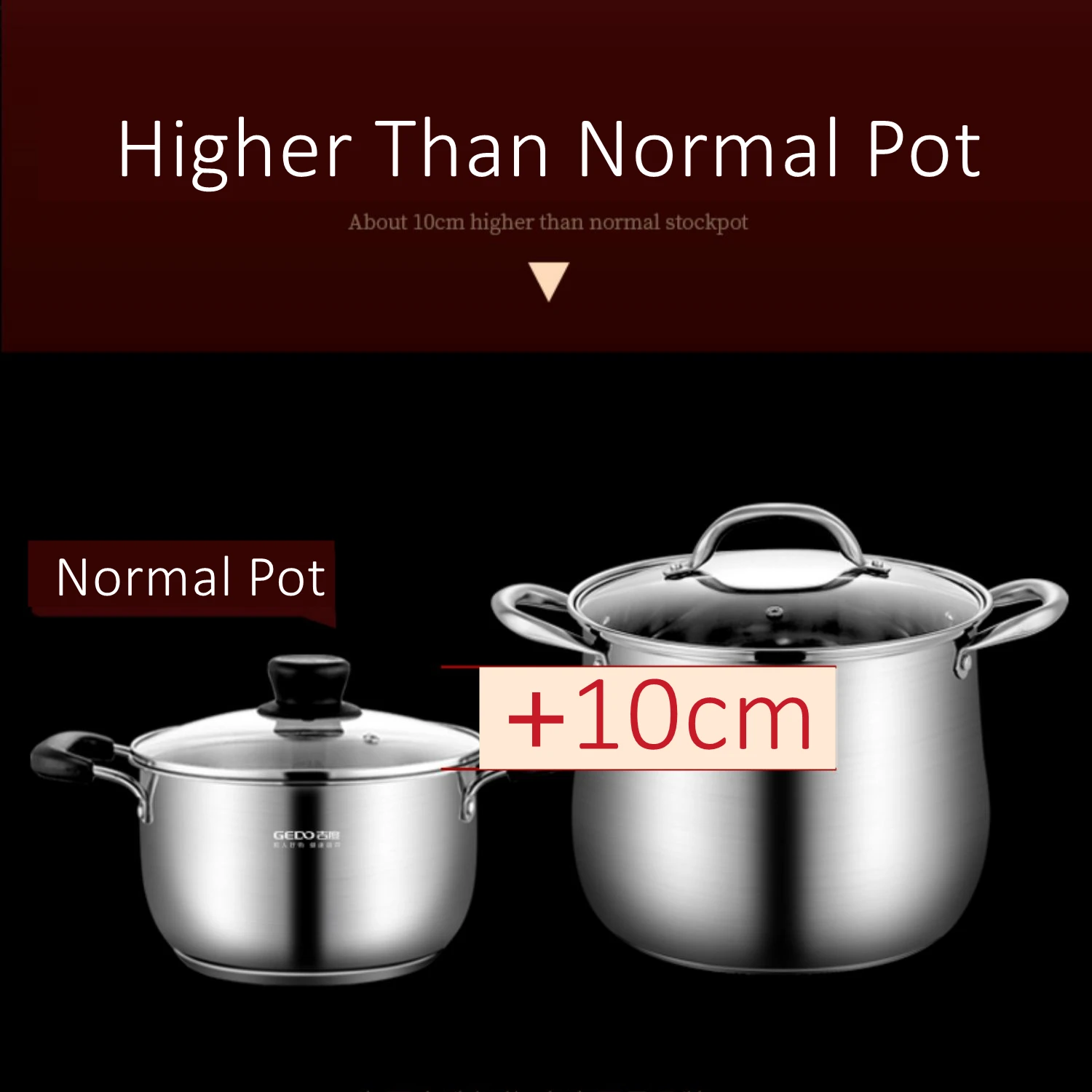 وعاء طبخ المطبخ من الفولاذ المقاوم للصدأ 304 بشهادة LFGB مع غطاء من الزجاج المقسى وعاء التداول الداخلي لطهي الحساء #3