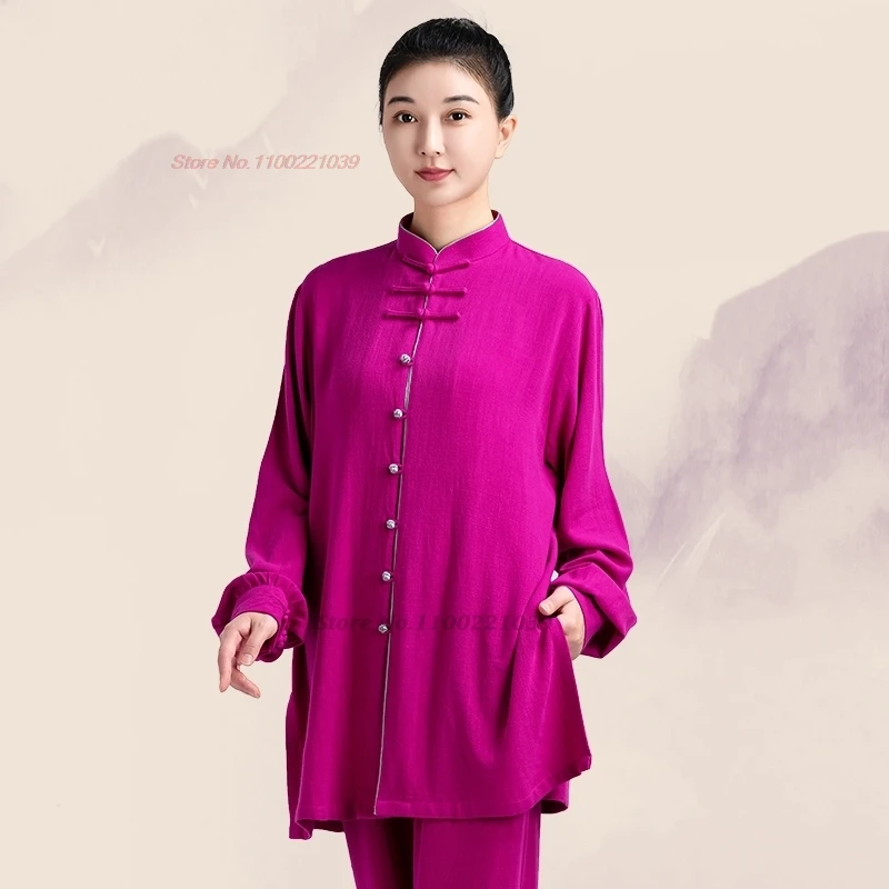 

2025 китайская одежда для боевых искусств кунг-фу тай-чи ушу тайцзицюань для занятий спортом на открытом воздухе, дышащие хлопковые льняные топы + брюки