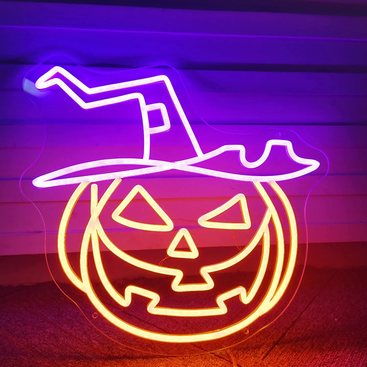 Dropshipping Halloween Decor LED Neon Sign Acrylic Pumpkin Lantern Neon Sign Halloween Neon Sign For Home Party