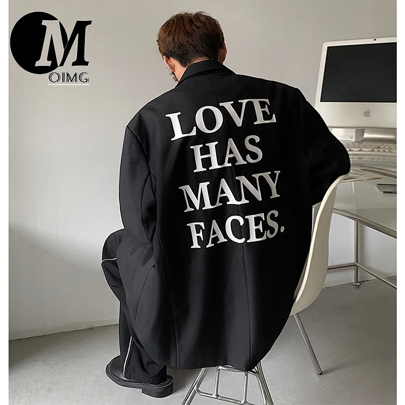 [OIMG] Back Letter Print Design With Shoulder Pads For Men's Korean Trendy Jacket