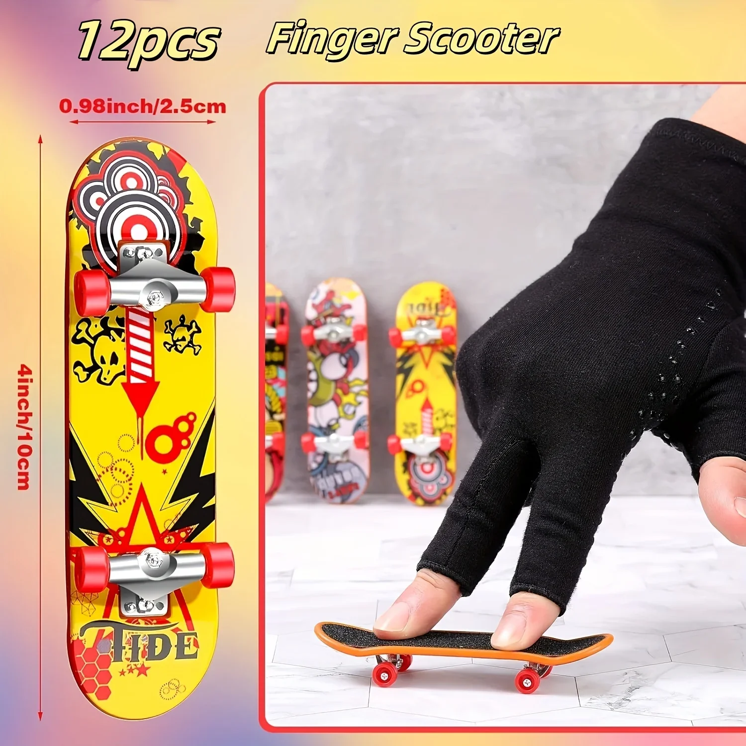 12-Pack Mini Frosted Scooter Set, Plastic Fingertip Skateboards, Interactive Toy for Photography & Animal Training, General Fit