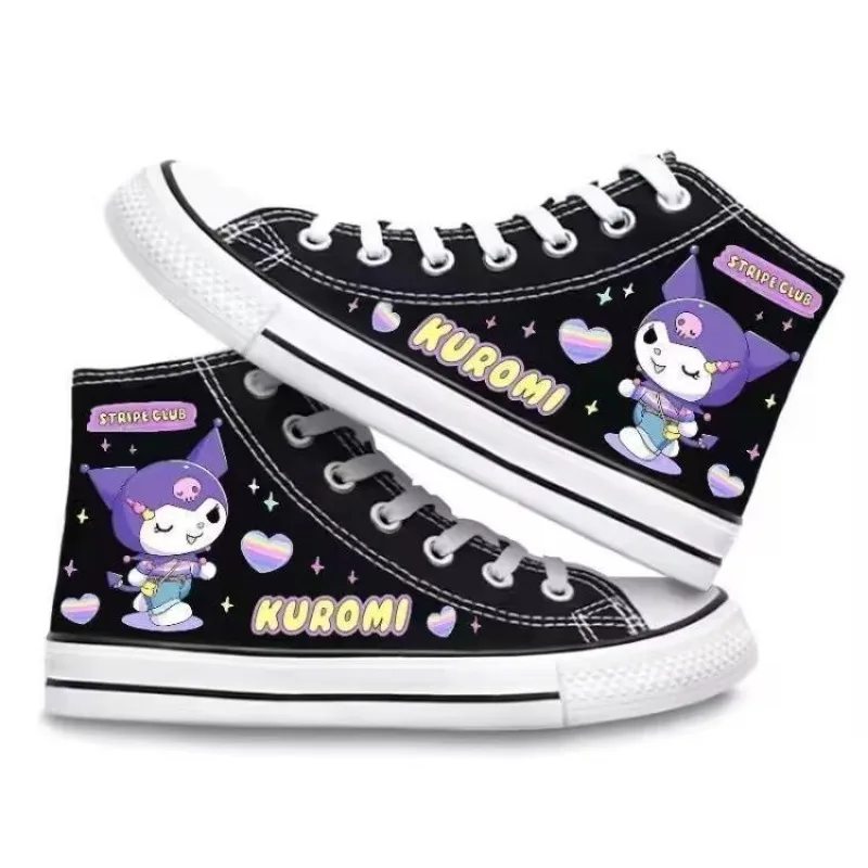 New Cute Sanrio Kuromi Cartoon Pattern Printed Canvas Shoes Fashion Couple Student Sneakers Lolita Shoes Women's Vulcanize Shoes