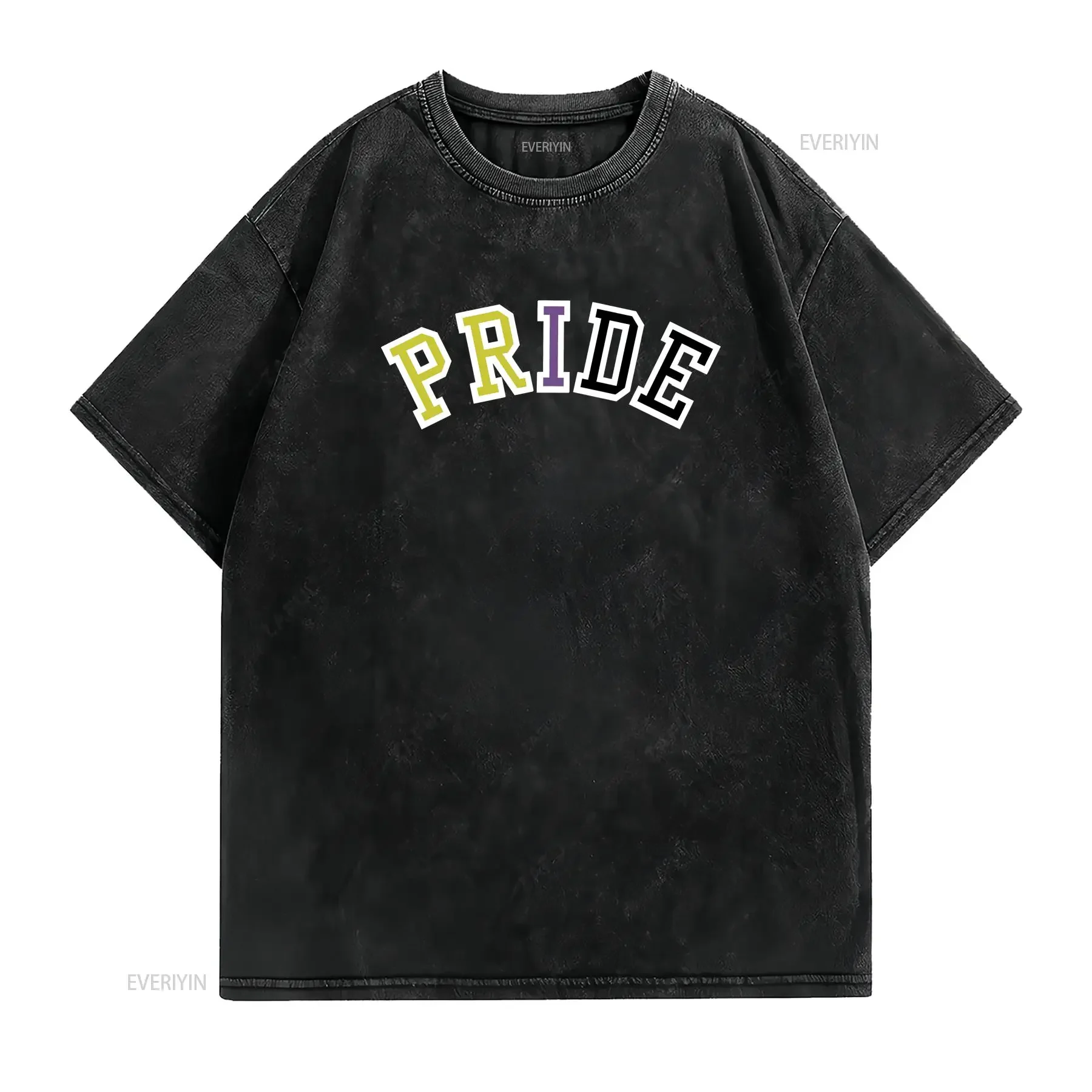 NONBINARY Pride T Shirt flag colors LGBTQIA LGBT Month Ally Support Top Rainbow You Belong vintage Washed Casual Soft graphic