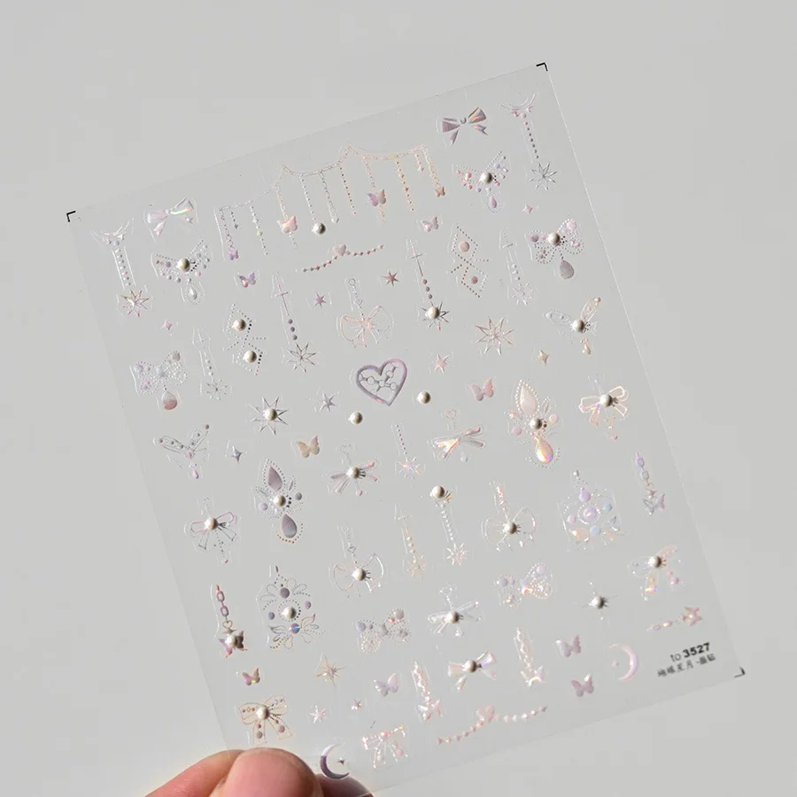 สติกเกอร์ติดเล็บติด5D 1แพ็คสติกเกอร์ติดเล็บติดเพชรคริสตัลสุดหรูคุณภาพสูงสติกเกอร์ตกแต่งเล็บย้อนยุคผีเสื้อดาวดวงจันทร์
