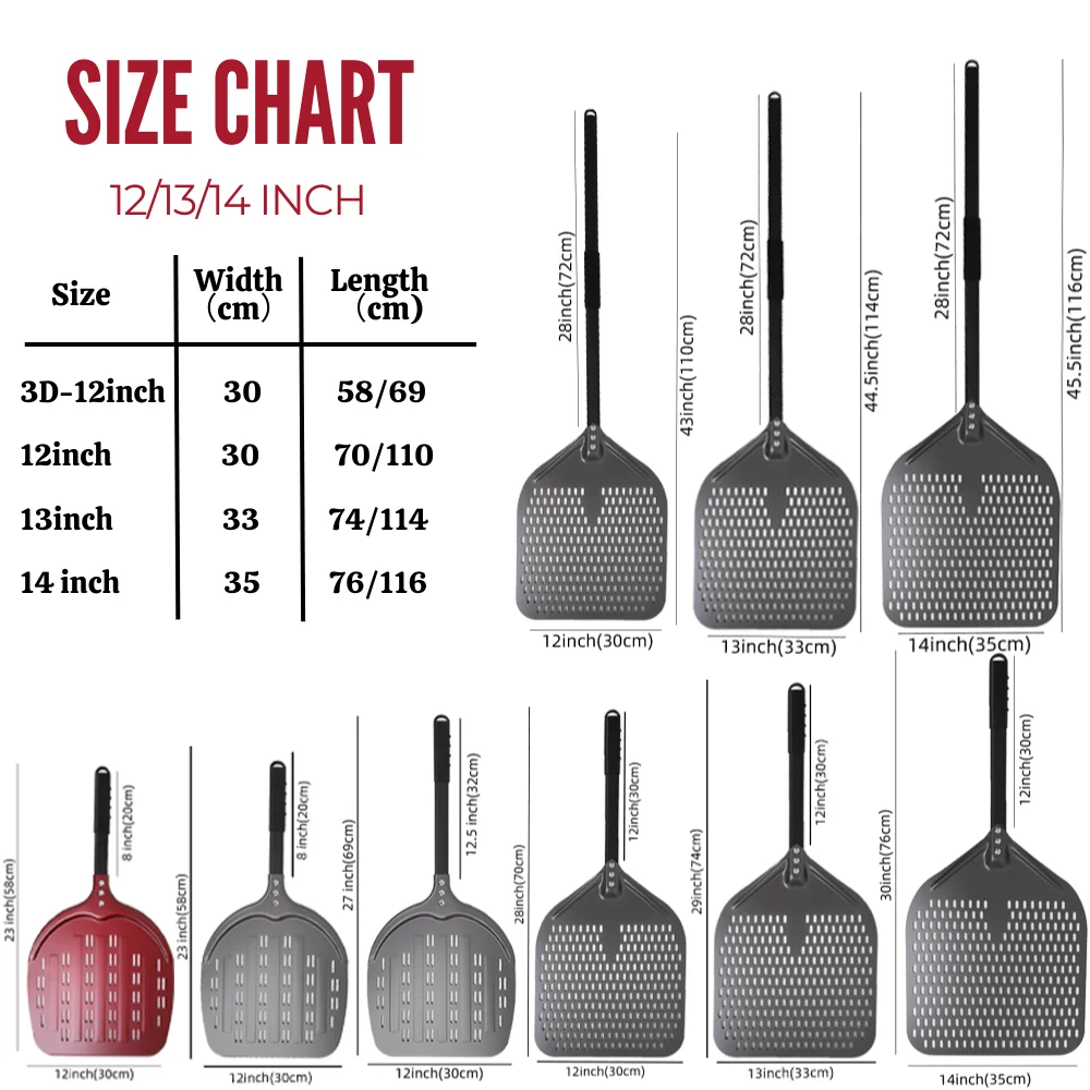 6&12 13 14  Inch Pizza Set Perforated Shovel Paddle Pizza Oven Turning Peel Hard  Anodized Pizza  Baking Kitchen Tool Spatula