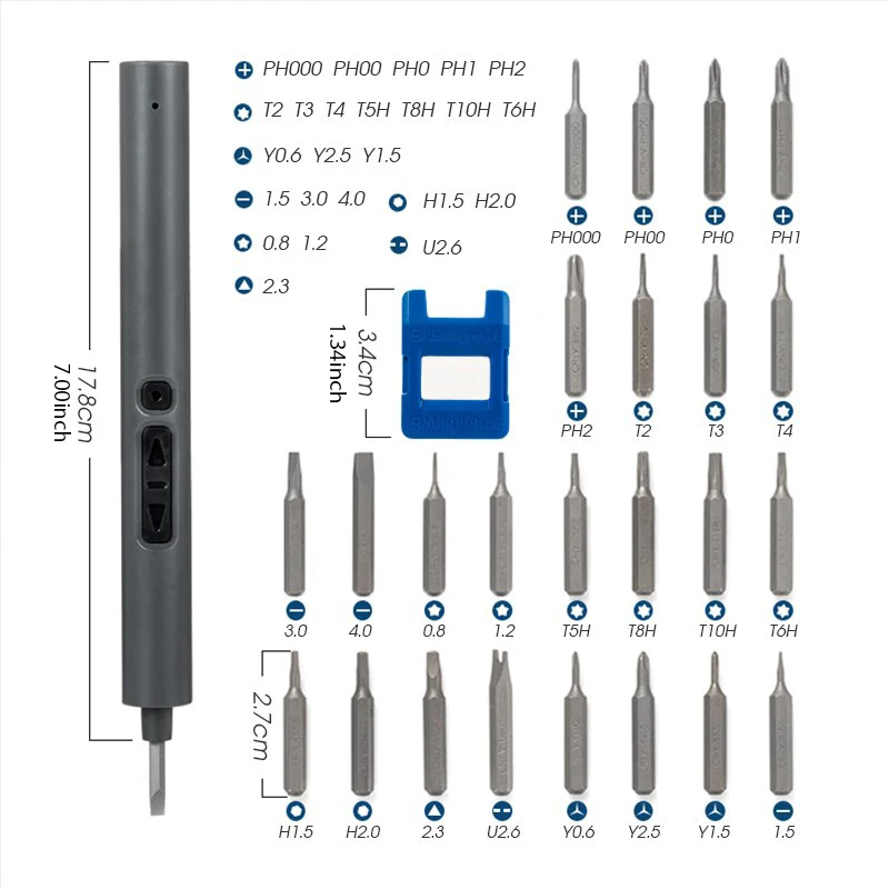 28 in 1 Electric Screwdriver Precision Set Power Tool Rechargeable Magnetic Small Bit for Xiaomi Mobile Cell Phone Repair Tools