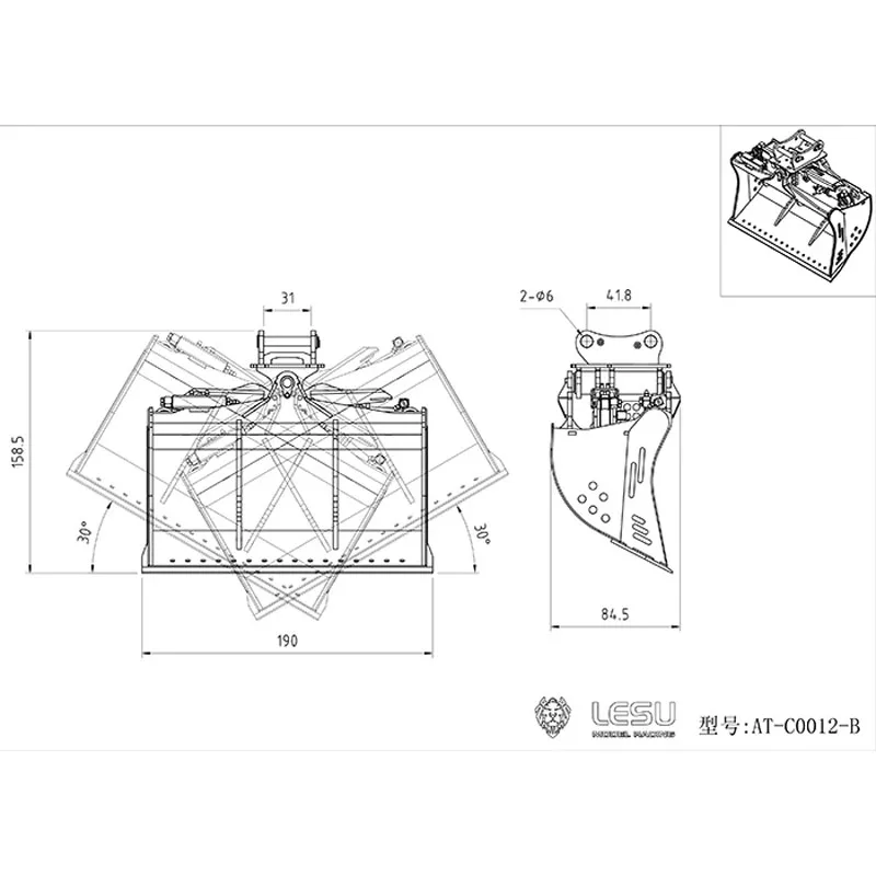 LESU RC 1/14 Metall-Kippmulde für Hydraulikbagger Lader Muldenkipper für SCANIA MAN VOLVO Anhänger Kipper DIY-Teile – Detail 2
