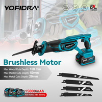 18V Brushless Reciprocating Saw Handsaw Saber Multifunction Saw for Metal Wood Pipe Cutting with 4 Blades Kit For 21V battery