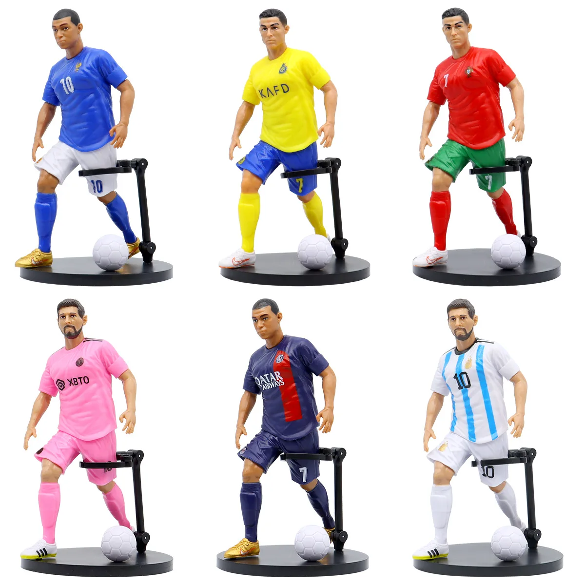 The Football Star C.Ronaldo Messi Mbappe Model Dolls Cartoon Cute Action Figure Car Accessories Football Fans Gifts