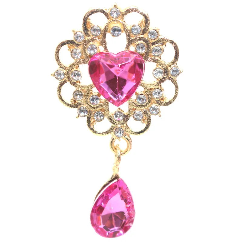 SKYE CIEL 28X53MM Новые подвески в форме сердца из сплава с каплями воды, бриллиантовые пластины с цветами, аксессуары для волос своими руками, украшения с бантом