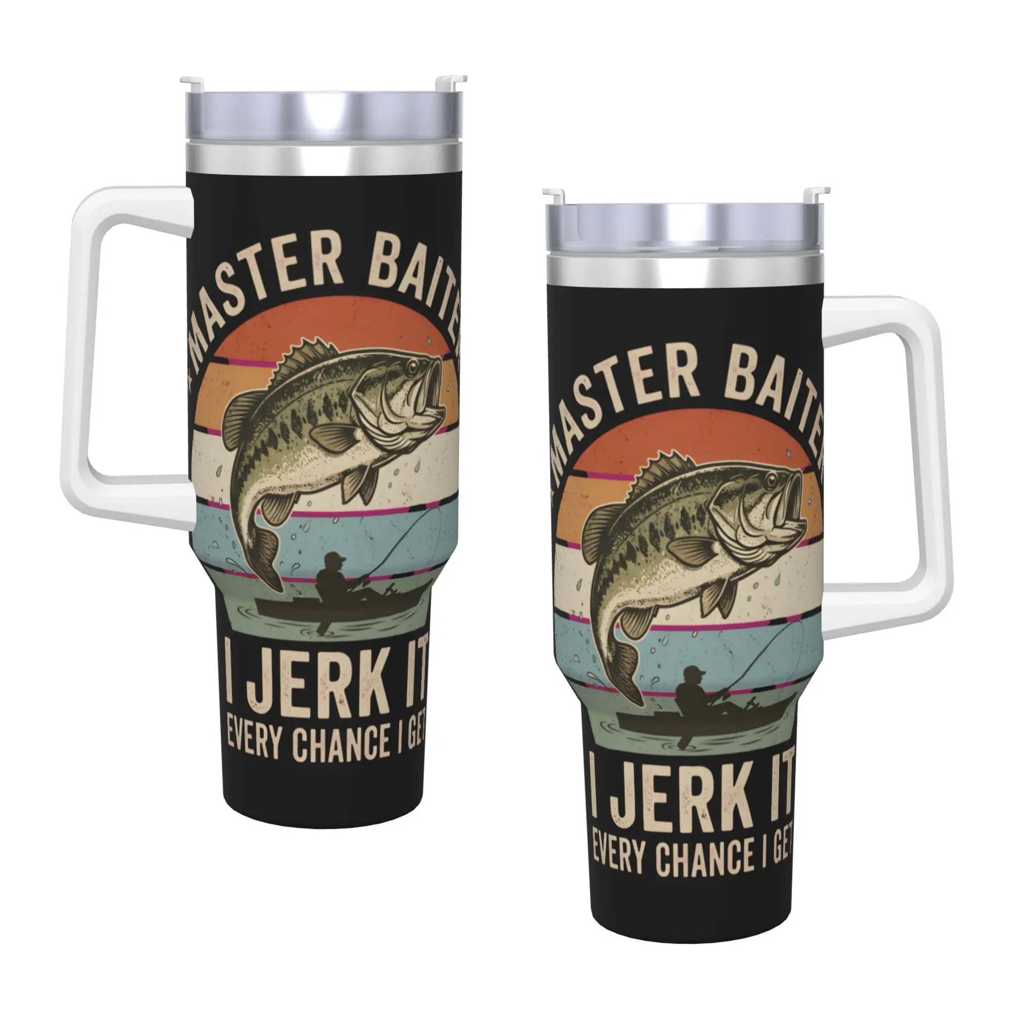 Dad Grandpa Tumbler Master Baiter Kayak Fishing Cold Drink Water Bottle Heat Preservation Stainless Steel Coffee Mug Cup