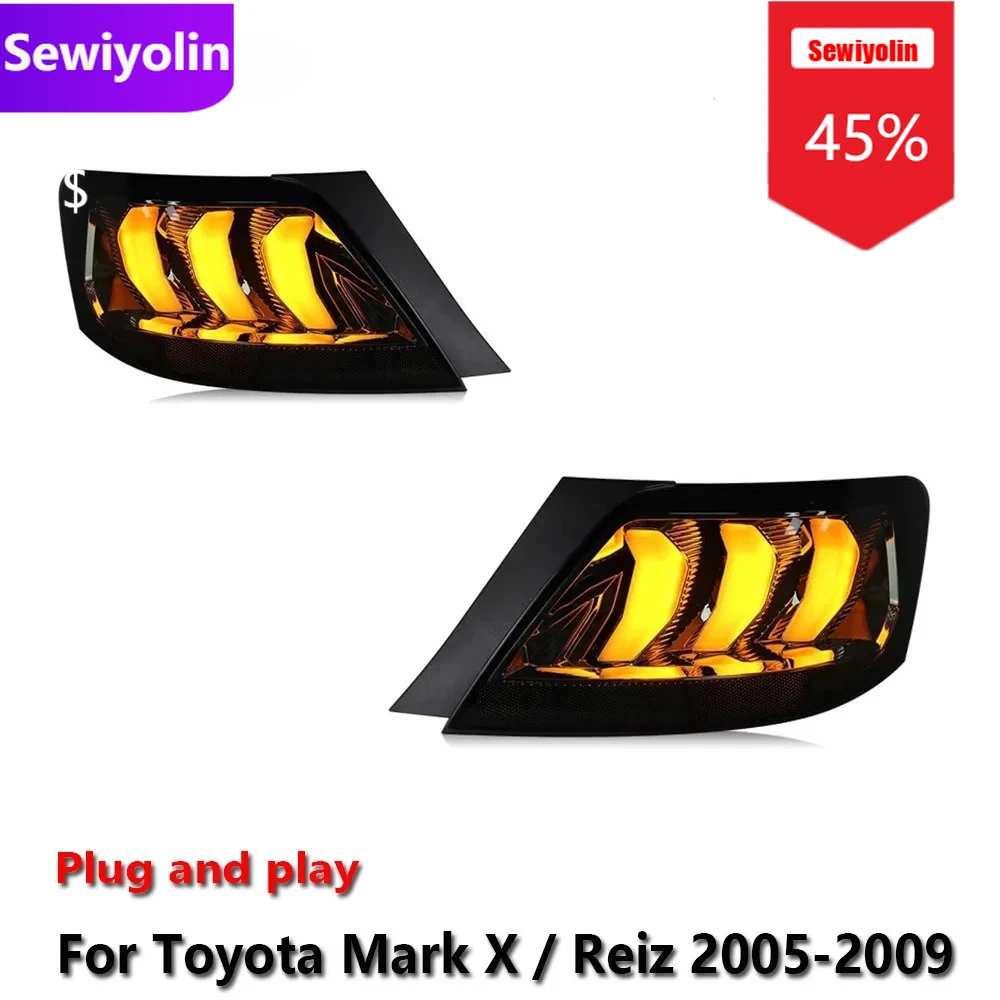

Автомобильные светодиодные задние фонари DRL в сборе для Toyota Mark X/Reiz, авто противотуманные фары DRL, стоп-сигналы поворота Plug And Play