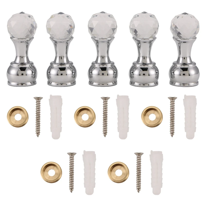 

A01F-5Pc Crystal Decorative Wall Hooks Towel Hook Brass Coat Hook Hangers Wall Mounted Robe Hook Bathroom Accessories