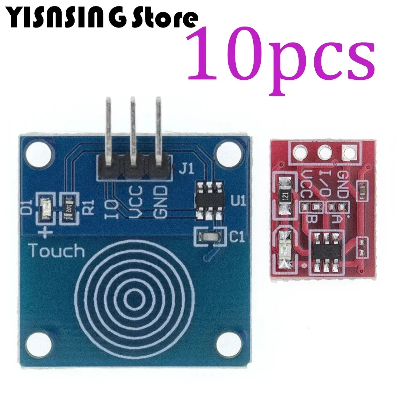 10Pcs TTP223 Touch Key Switch Module Button Self-Locking No-Locking Capacitive Single Channel Reconstruction