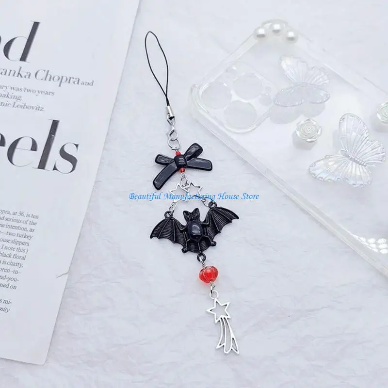 

E56A цепочка для телефона с милой звездой/летучей мышью/сердцем, подвесной ремешок для мобильного телефона Y2k, аксессуар, для и