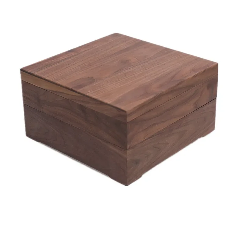 Double-layer walnut solid wood candy box creative with lid tray compartment snacks dried fruit basin storage box