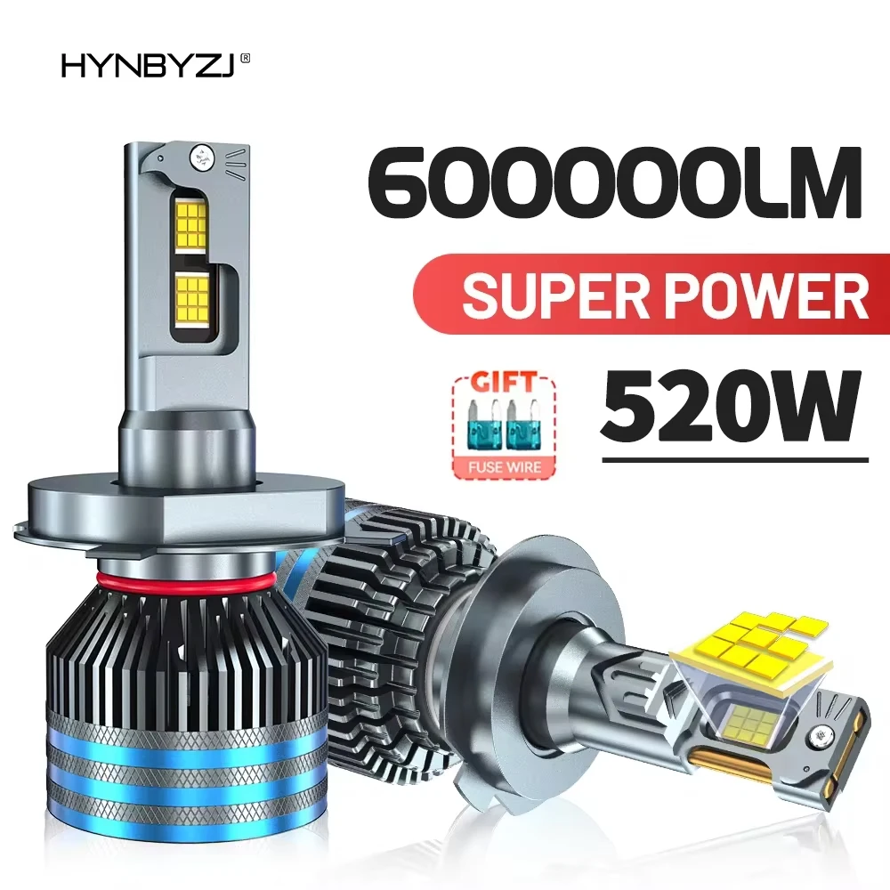 

HYNBYZJ 520W 600000LM H4 H7 H11 Led Bulb Canbus H1 H8 HB3 HB4 HR2 9005 9006 9012 H13 9007 9008 Power Car Headlight Light 6000K