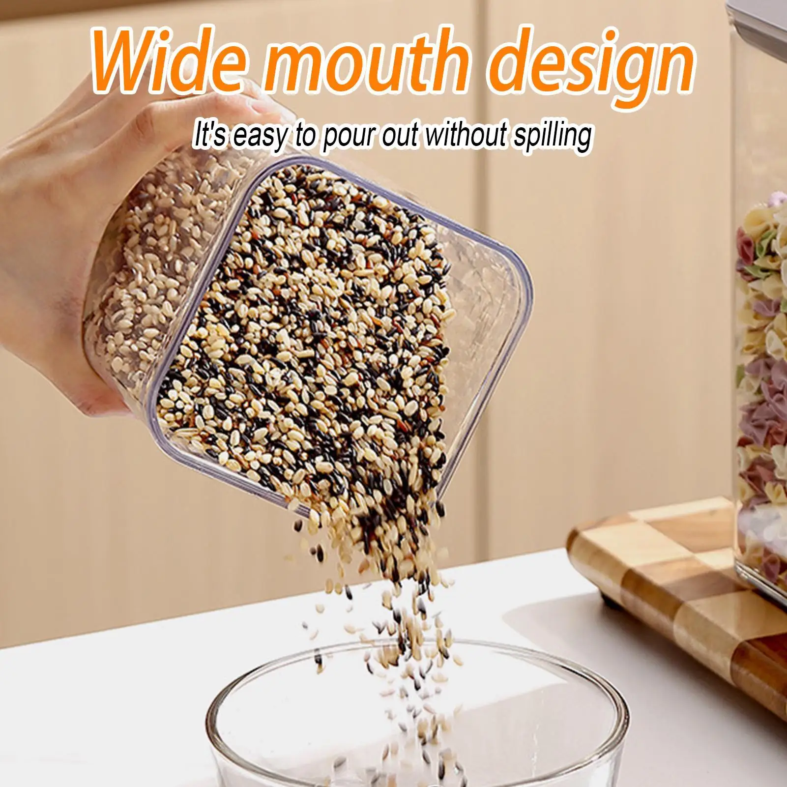 

Cereal Container Kitchen Airtight Jars Clear Stackable Sealed Jar for Rice Pet Food Home Bakers Pantry Organizers Dried Fruits