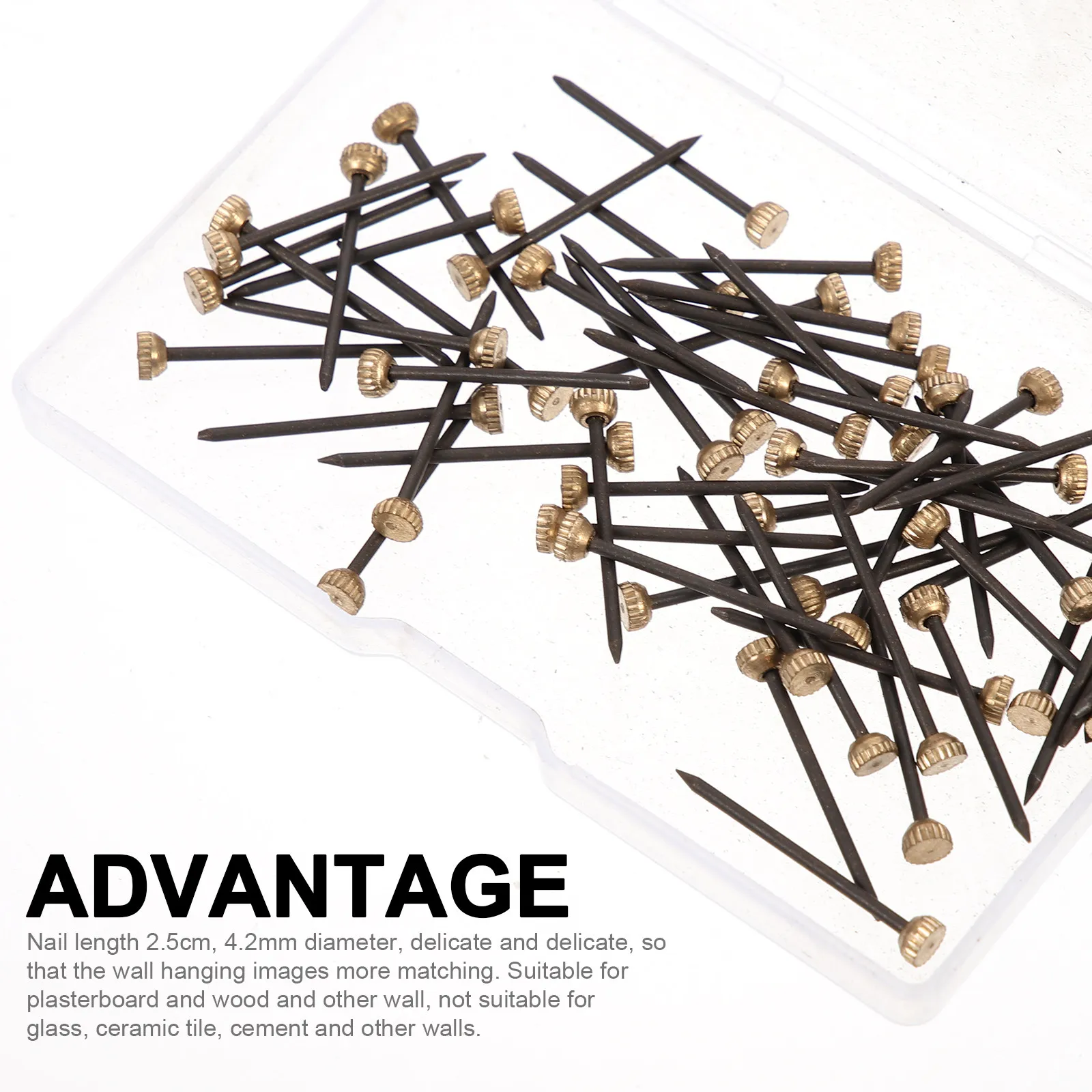 60Pcs Picture Hanging Nails Kit Wall Mount Photo Frame Hooks for Home Office Dorm Gallery Art Decor Easy Install Copper Head