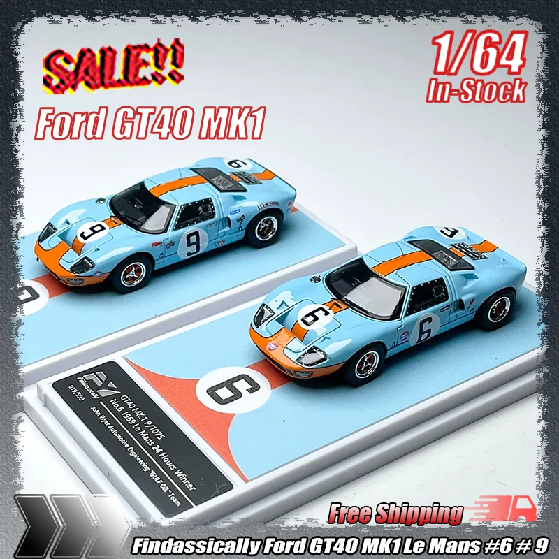 

FY Findassically 1:64 Ford GT40 MK1 Le Mans NO.9 Alloy Diecast Car Model Collectible Racing Replica For Car Hobbyists Collectors